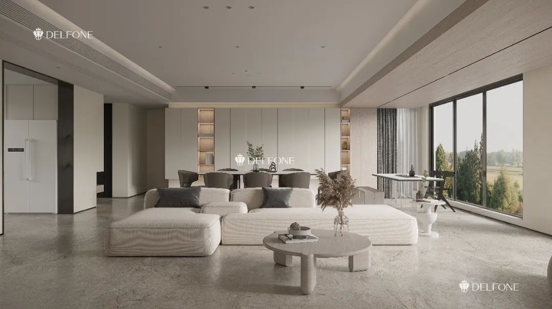 DELFONE案例分享 | 極簡(jiǎn)奶油風(fēng)大平層,目光所及皆是溫柔